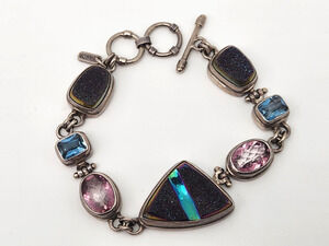 Sterling Silver Natural Amethyst & Drusy Designer SARDA Bracelet 37.8gr